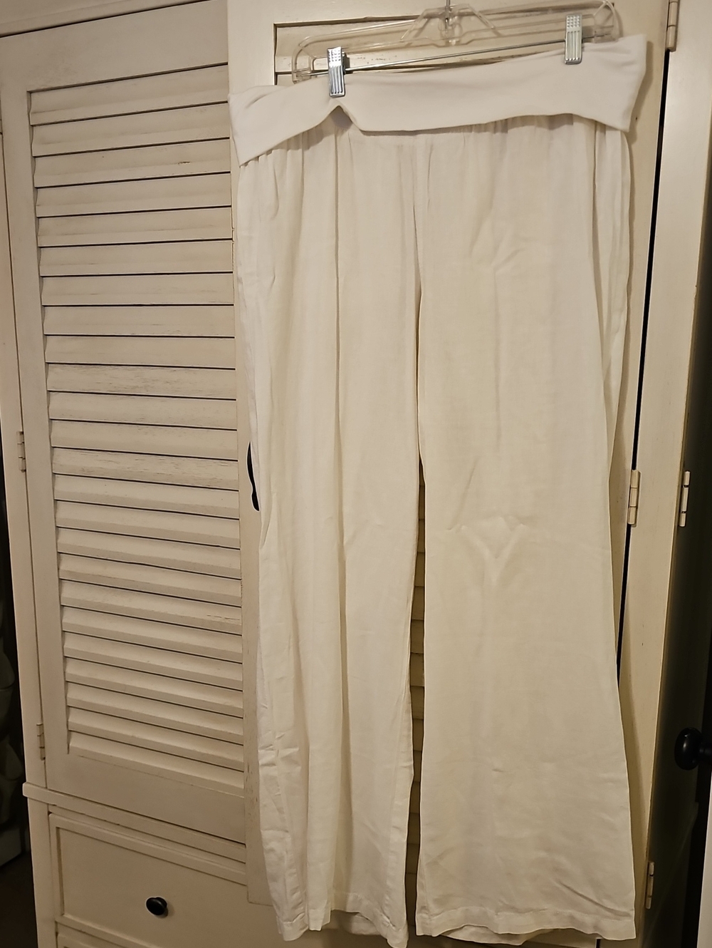 Old Navy Cream Wide-Leg Fold-Over Waist Pants